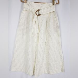Anthropologie Cream Striped Trousers